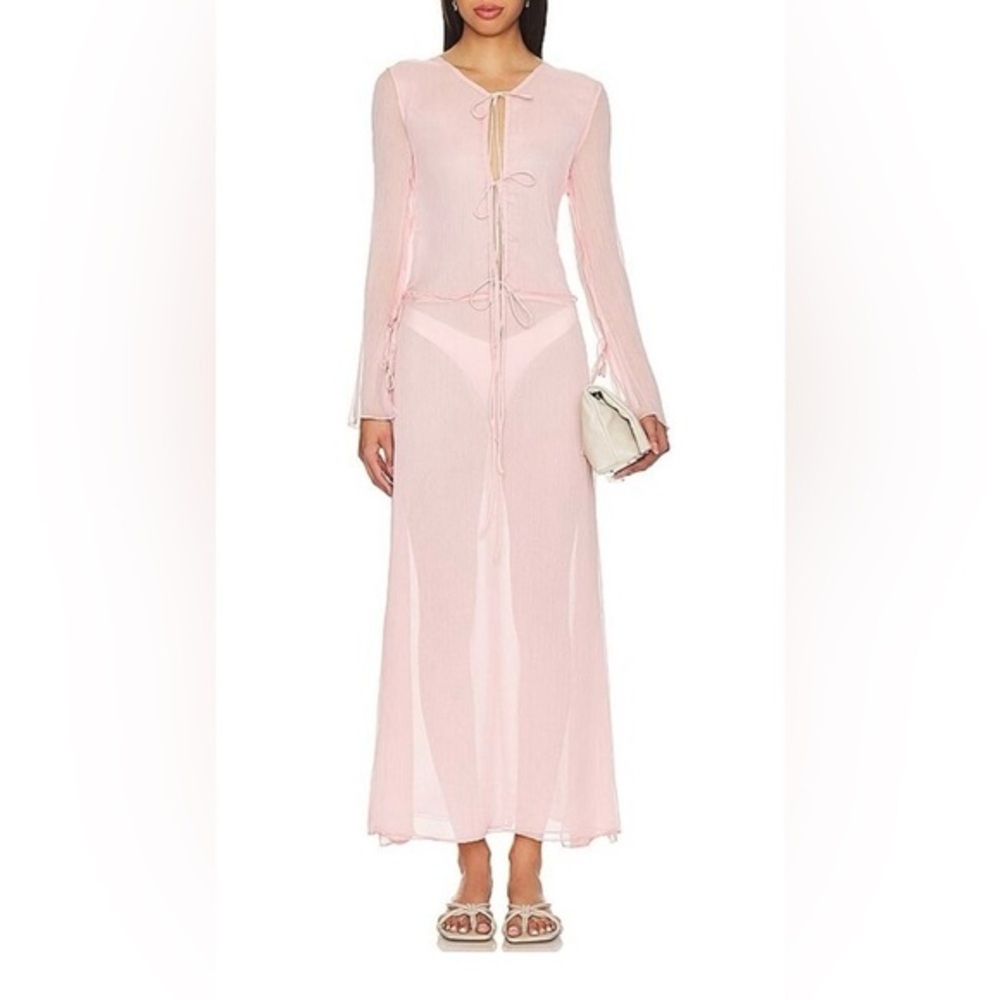 BUBISH Luxe NWT Revolve Charlotte Sheer Maxi Dress in Blush US Size 4 feminine